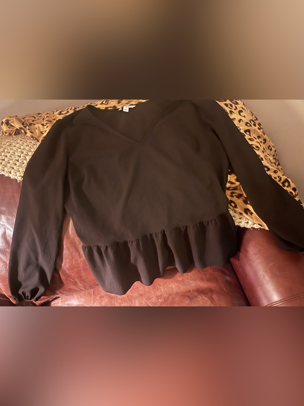 Nine West Flowy Peplum Blouse Sz Lg